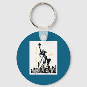 Nyc New York Brooklyn Bridge Liberty Statue Mens Keychain