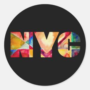 NYC New York City Artsy Trendy Colourful Watercolo Classic Round Sticker