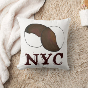 NYC New York City Black and White Cookie Bakery Throw Pillow