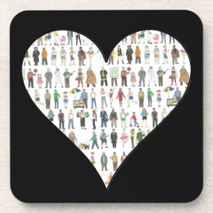 NYC New York City Black Heart Art Boroughs People Coaster