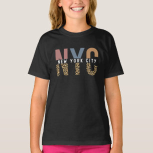 NYC New York City Cheetah print Typography T-Shirt