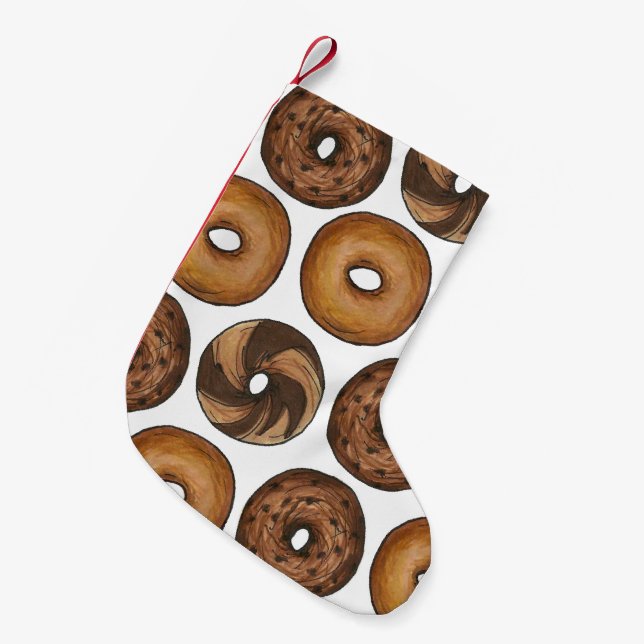 NYC New York City Deli Marble Rye Plain Bagel Small Christmas Stocking (Front (Hanging))
