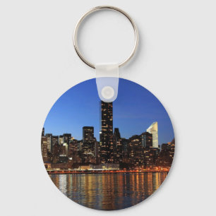 NYC New York City Manhattan Night Keychain