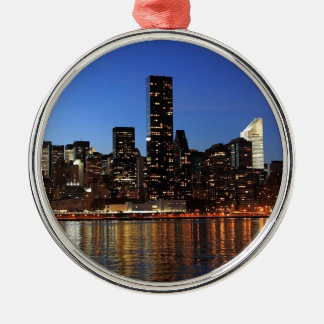 NYC New York City Manhattan Night Metal Ornament (Front)
