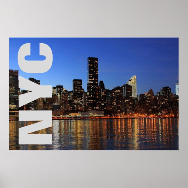 NYC New York City Manhattan Night Poster (Front)