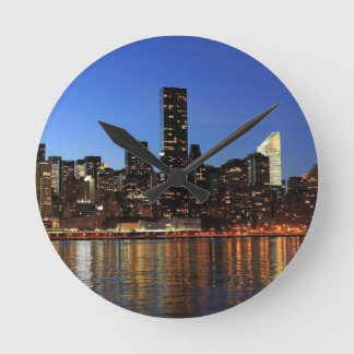 NYC New York City Manhattan Night Round Clock