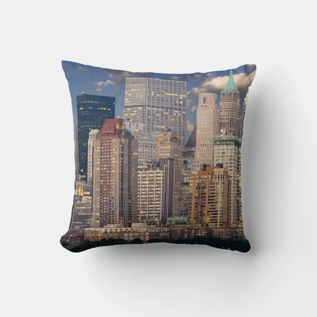 NYC New York City Manhattan Night Throw Pillow (Front)