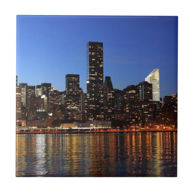 NYC New York City Manhattan Night Tile (Front)