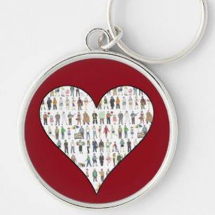 NYC New York City Red Heart People Keychain