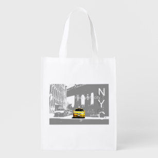 Nyc New York City Yellow Taxi Brooklyn Reusable Grocery Bag