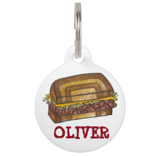 NYC New York Deli Reuben Corned Beef Sandwich Food Pet Tag