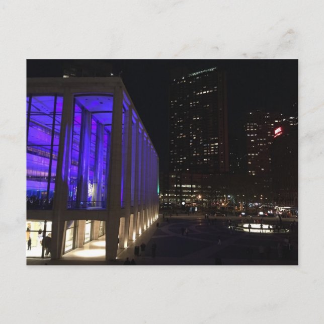 NYC New York Night Lincoln Centre Photo Postcard (Front)