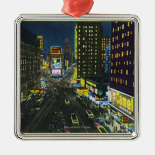 NYC, New YorkView of Times Square at Night # 1 Metal Ornament