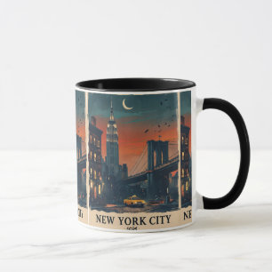 NYC Night Skyline Coffee Mug New York City Art Cup