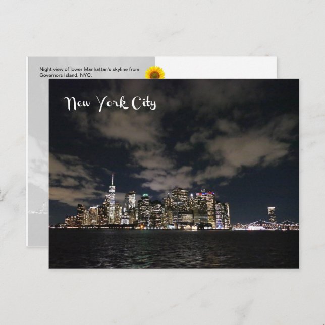 NYC Night Skyline - H postcard (Front/Back)