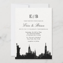 NYC noir et blanc faire-part de mariage