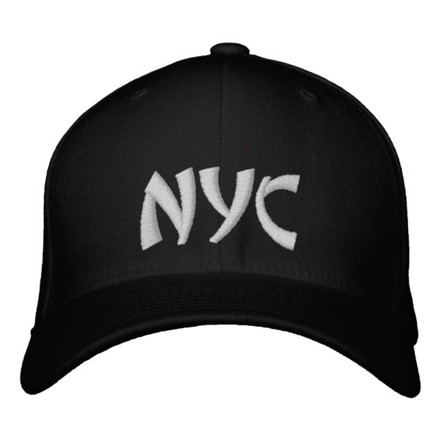 NYC Personalized Name Black & White Baseball Hat (Front)
