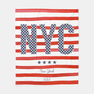 NYC   Red, White & Blue Design Fleece Blanket