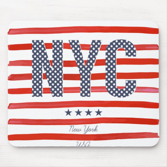 NYC | Red, White & Blue Design Mouse Pad (Front)