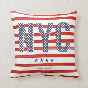 NYC   Red, White & Blue Design Throw Pillow