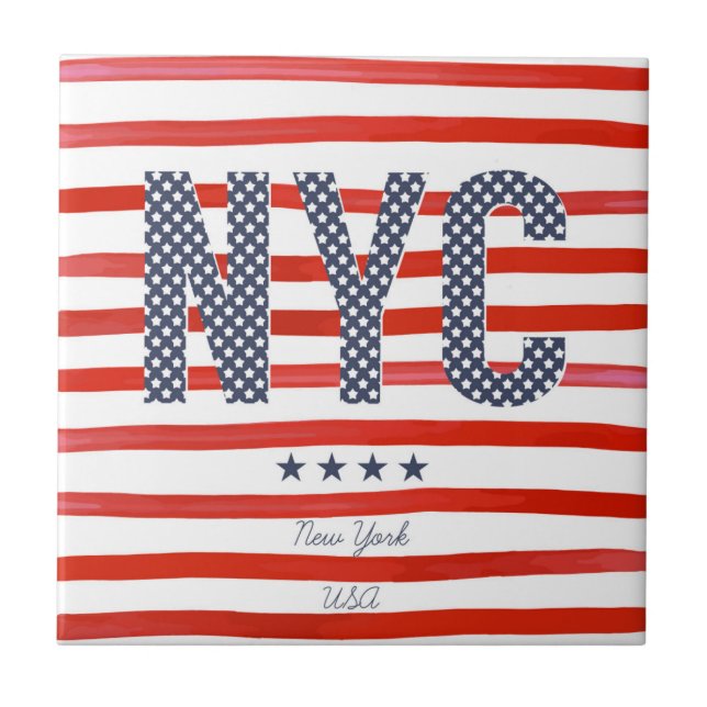 NYC | Red, White & Blue Design Tile (Front)