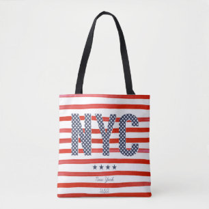 NYC   Red, White & Blue Design Tote Bag