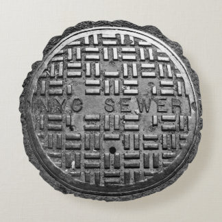 NYC Sewer Cover Round Pillow