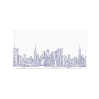 NYC sketch in light blue Label