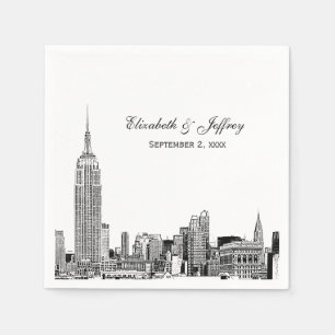 NYC Skyline 01 Etchd DIY BG Color Wedding Napkin