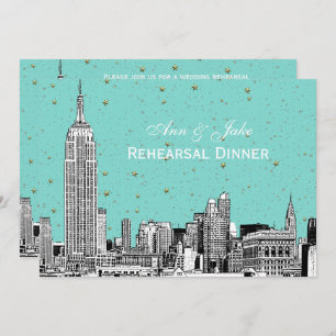 NYC Skyline 01 Etchd DIY BG Colour Rehearsal Dinne Invitation