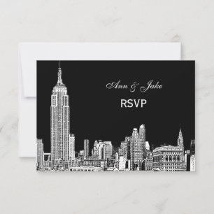 NYC Skyline 01 Etchd DIY BG Colour RSVP #2 Card