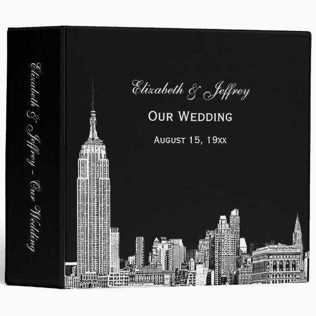 NYC Skyline 01 Etchd DIY BG Colour Wedding Binder (Front/Spine)