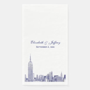 NYC Skyline 01 Etchd DIY BG Colour Wedding Blue Napkin