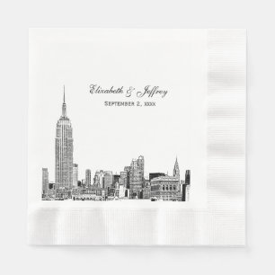 NYC Skyline 01 Etchd DIY BG Colour Wedding Napkin