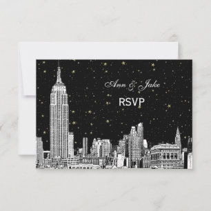NYC Skyline 01 Etchd Starry DIY BG Colour RSVP #2 Card