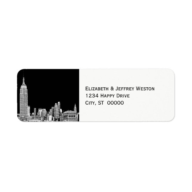 NYC Skyline 01 Etched do-it-yourself BG Étiquette  (Devant)