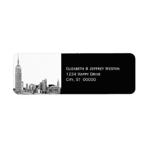 NYC Skyline 01 Etched do-it-yourself BG Étiquette 