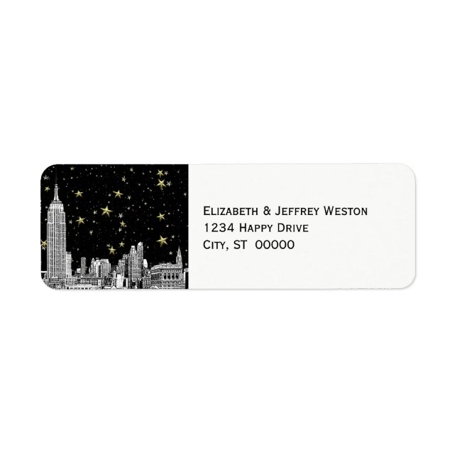 NYC Skyline 01 Etched Starry DIY BG Address Label (Front)