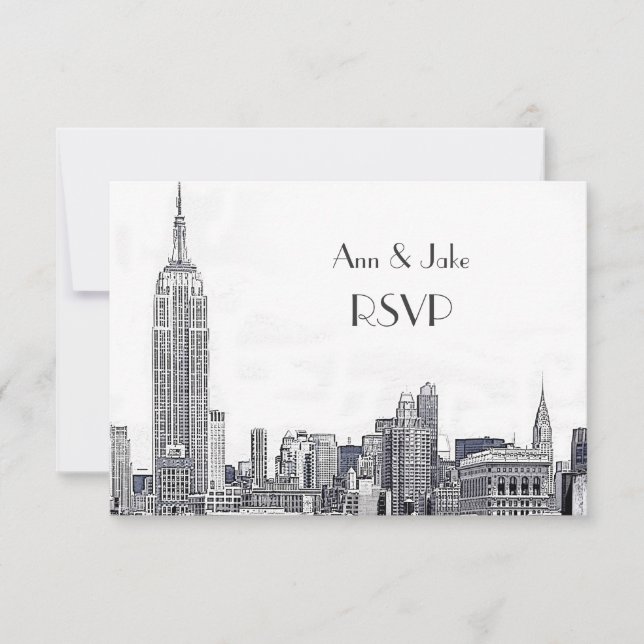 NYC Skyline 01 Etched White RSVP #2 (Devant)