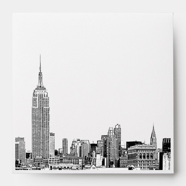 NYC Skyline 01 Etched White Square Envelope (Front)