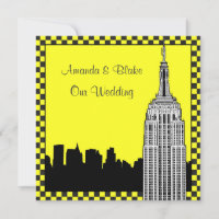 NYC Skyline 2 Etched ESB Chequered Taxi Wedding