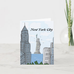 NYC SKYLINE AND LADY LIBERTY NOTE CARD