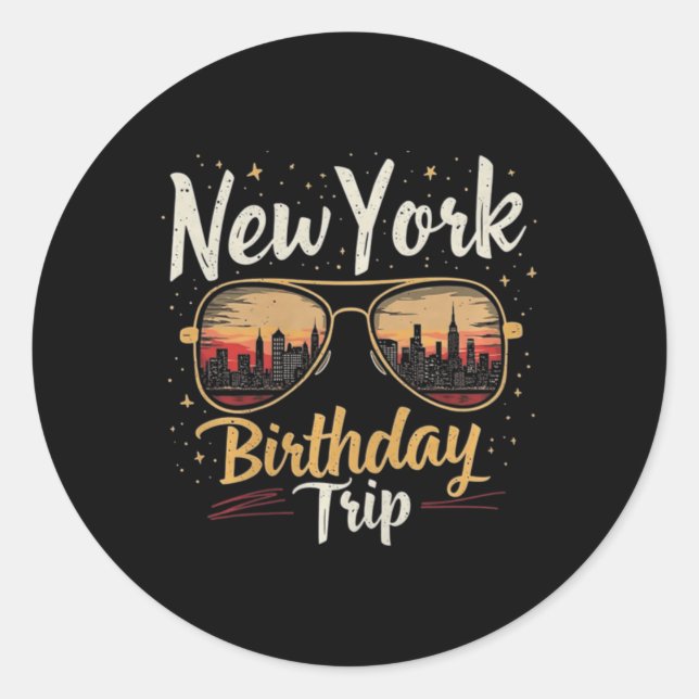 Nyc Skyline Birthday New York Trip Celebration Des Classic Round Sticker (Front)