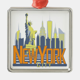 NYC Skyline Bold Metal Ornament