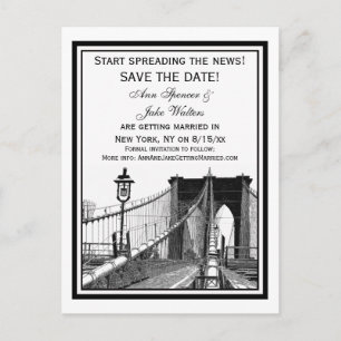 NYC Skyline Brooklyn Bridge #2 Save the Date Announcement Postcard