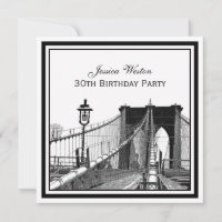 NYC Skyline Brooklyn Bridge #2 SQ Birthday Party