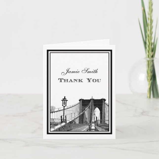 NYC Skyline Brooklyn Bridge #2 Thank You Card (Front)
