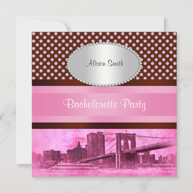 NYC Skyline Brooklyn Bridge Boat 3 Bachelorette Invitation (Front)