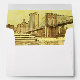 NYC Skyline Brooklyn Bridge Boat Etched Look #1 Envelopes
