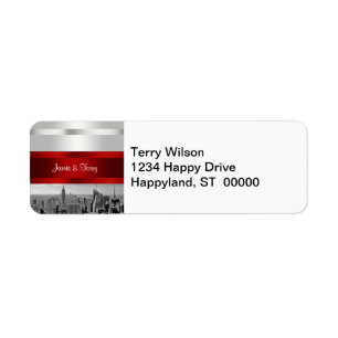NYC Skyline BW 05 White Red Invitation Suite